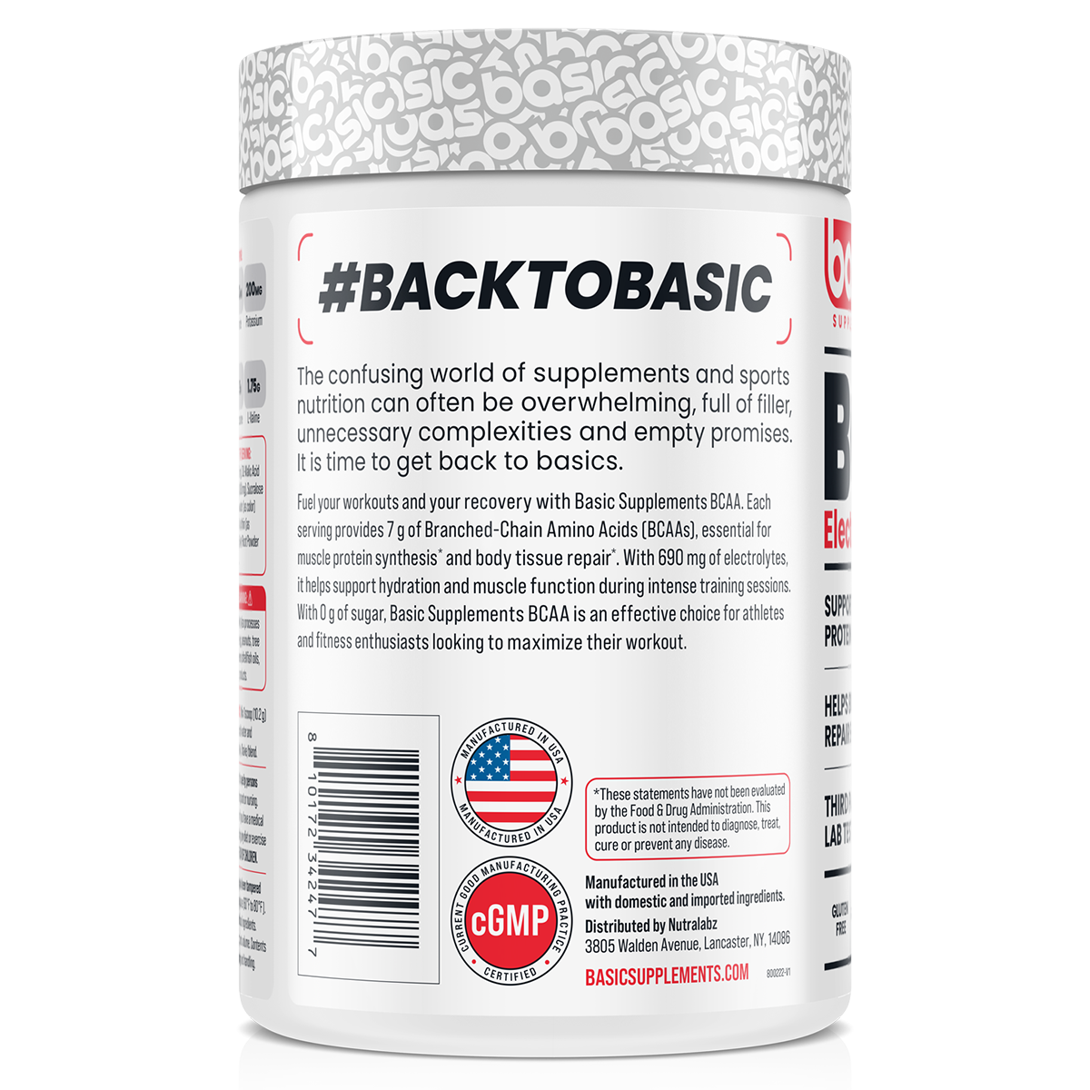 Basic Supplements BCAA, Cherry Cola New — side of pack