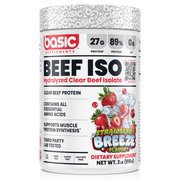 Basic Supplements Beef Isolate whey protein powder, Strawbeery Breeze, 2lb 908g powder, NZ Supps