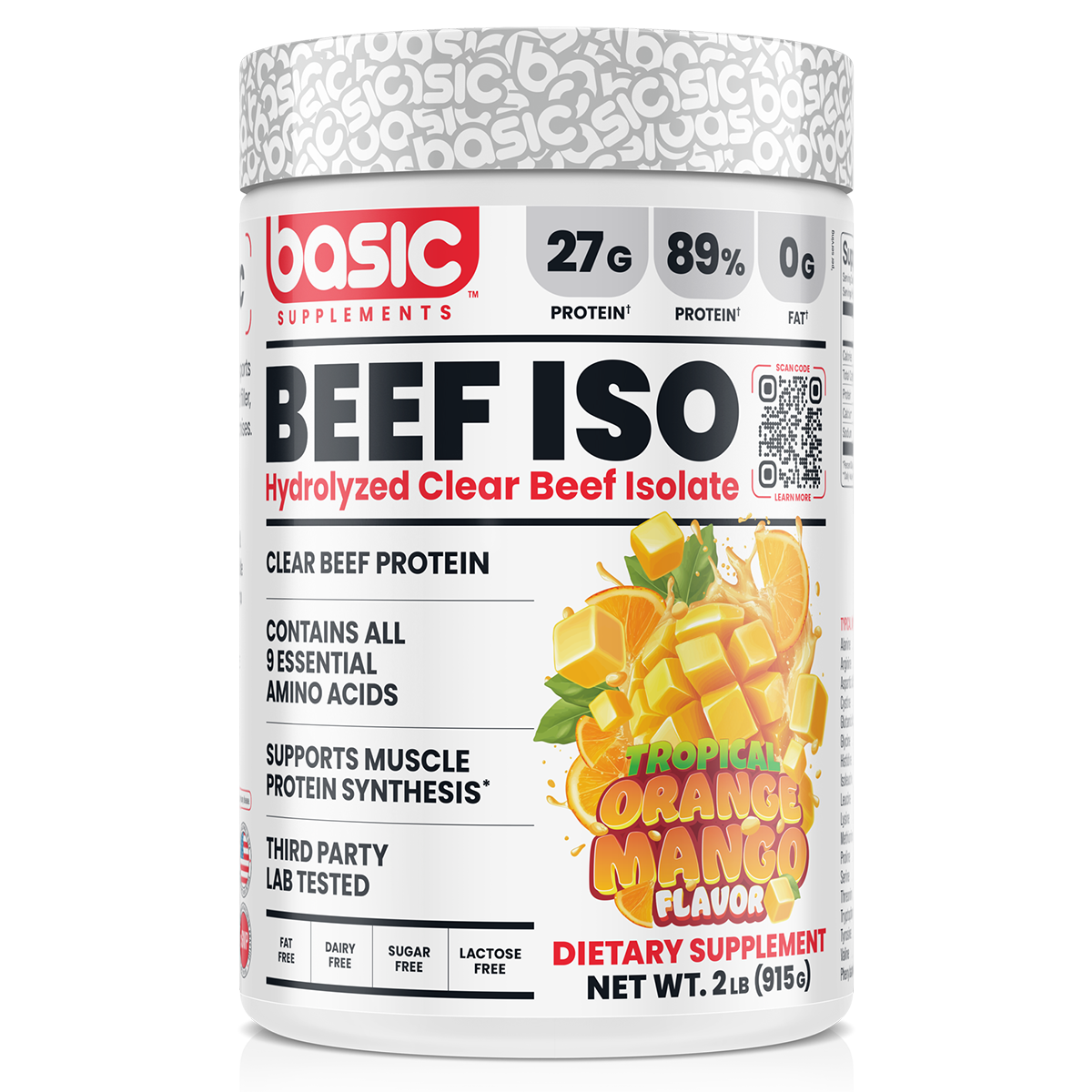 Basic Supplements Beef Isolate, Tropical Orange Mango
