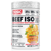 Basic Supplements Beef Isolate whey protein powder, Tropical Orange Mango, 908g, NZ Supps