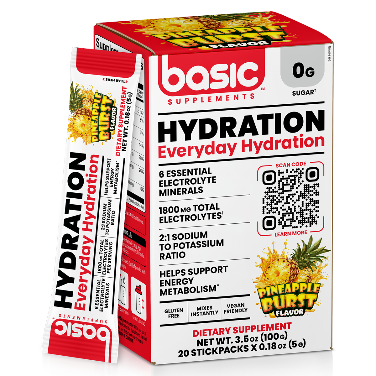 Basic Supplements Hydration, Pineapple Burst powder