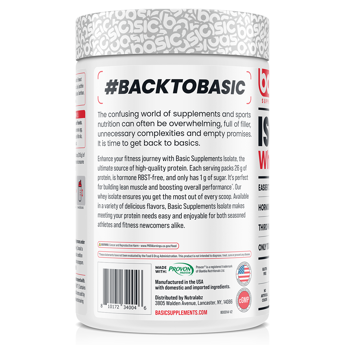 Basic Supplements Isolate, Peanut Butter Cookie — side of pack