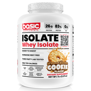 Basic Supplements Isolate whey protein powder, Peanut Butter Cookie, 2.27kg, NZ Supps