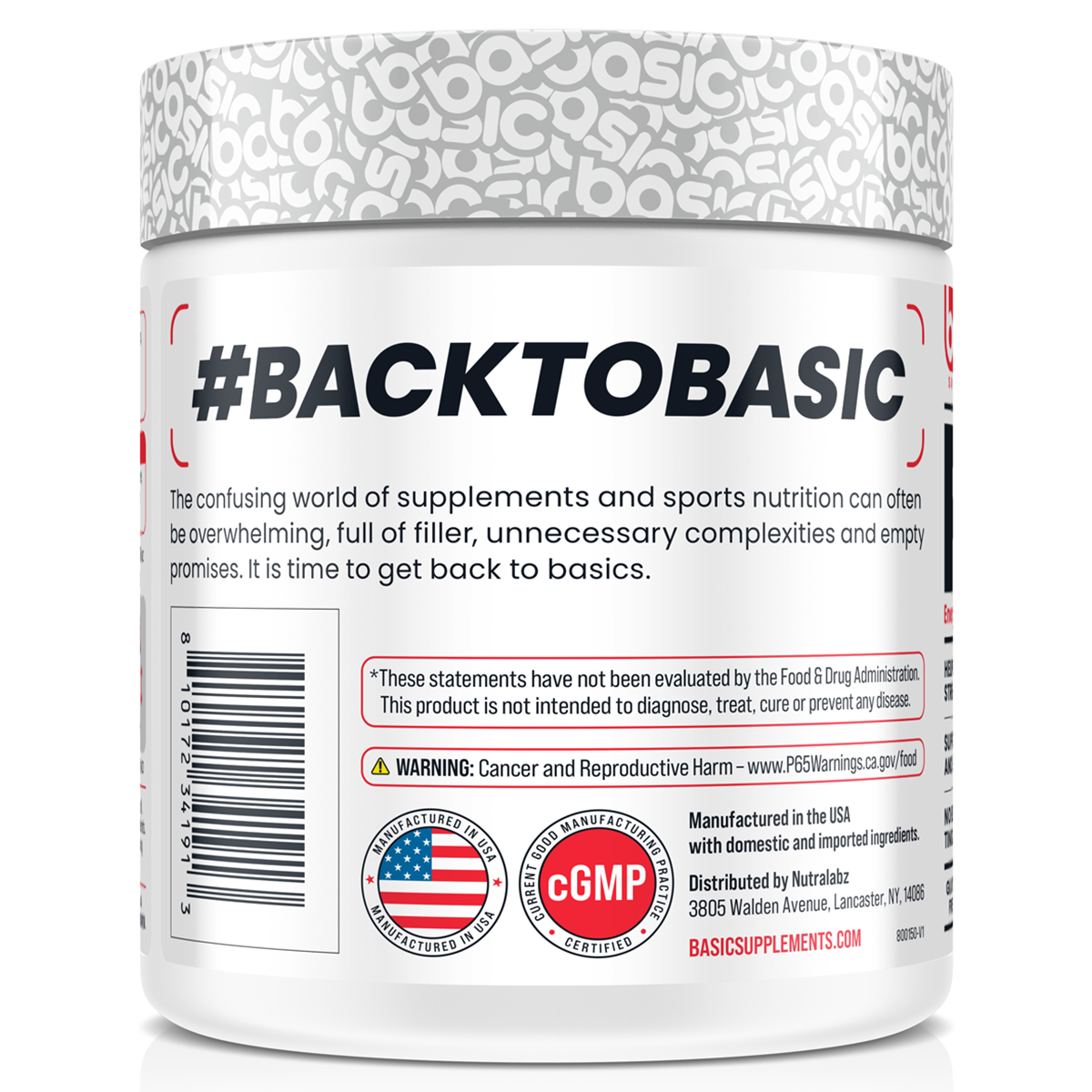Basic Supplements Pre, Club Mix New — side of pack
