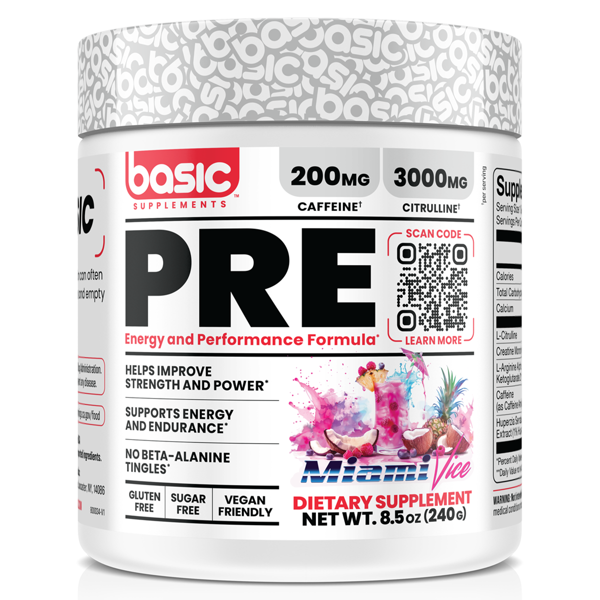 Basic Supplements Pre, Miami Vice powder