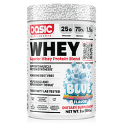 Basic Supplements Whey 2lb whey protein powder, Blue Mashmellow, 2lb 908g powder, NZ Supps