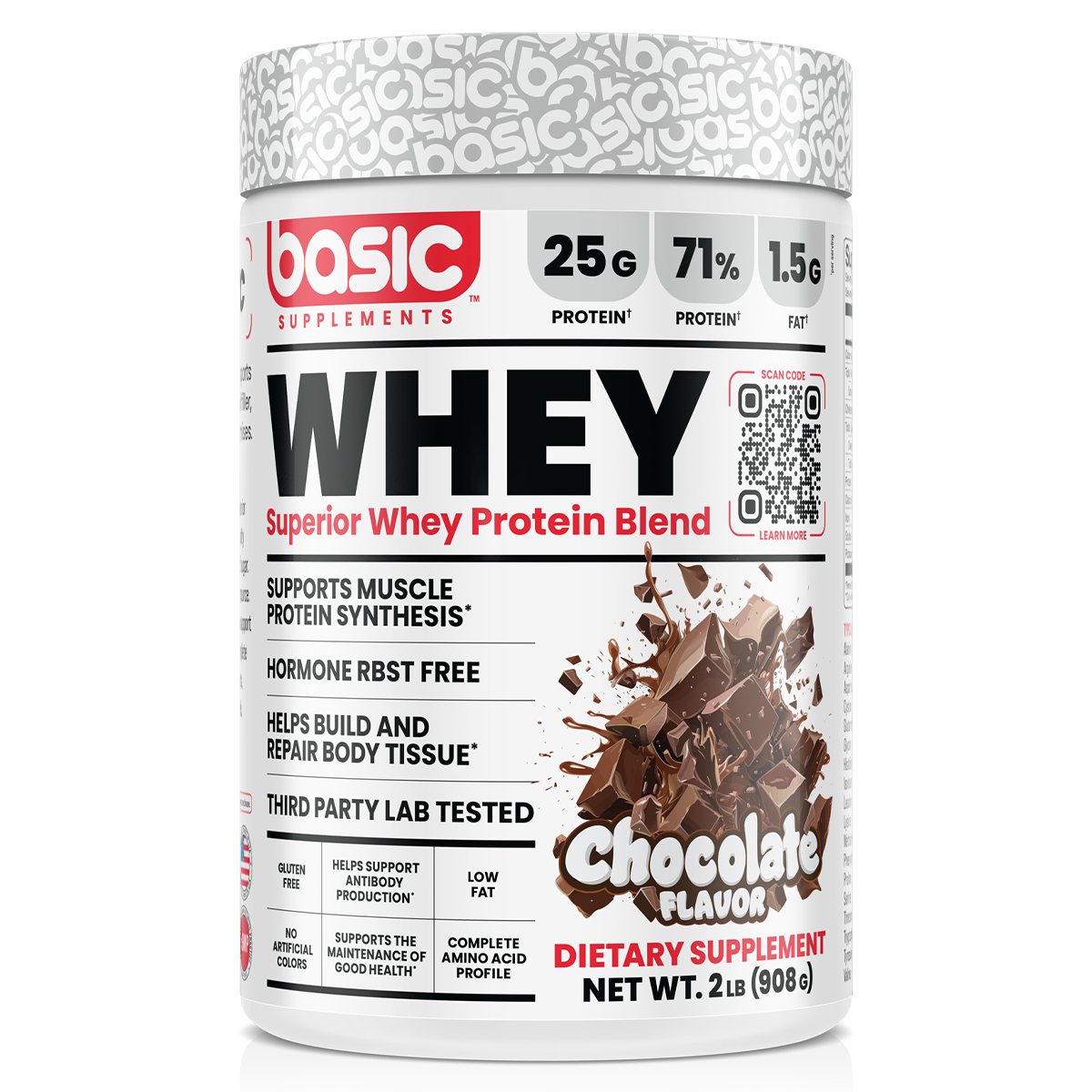 Basic Supplements Whey 2lb, Chocolate, 2lb 908g
