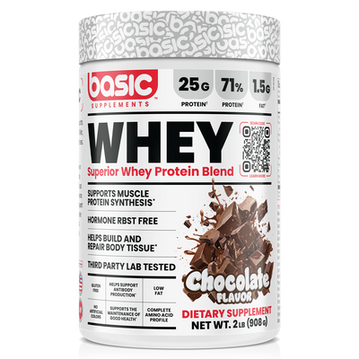 Basic Supplements Whey 2lb whey protein powder, Chocolate, 2lb 908g, NZ Supps