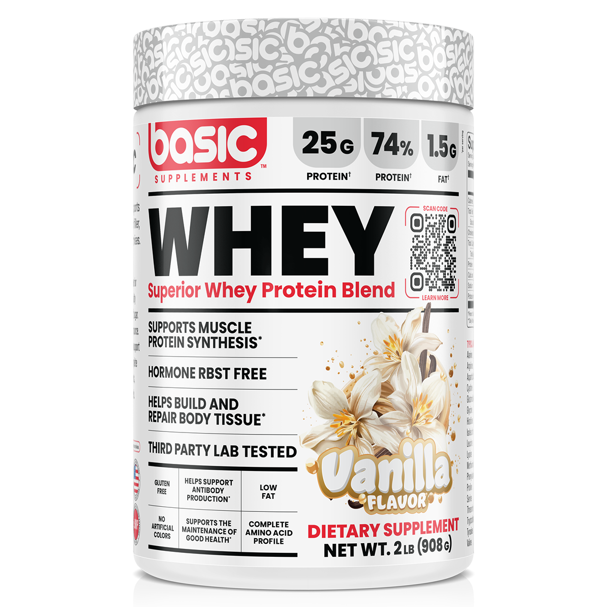 Basic Supplements Whey 2lb, Vanilla
