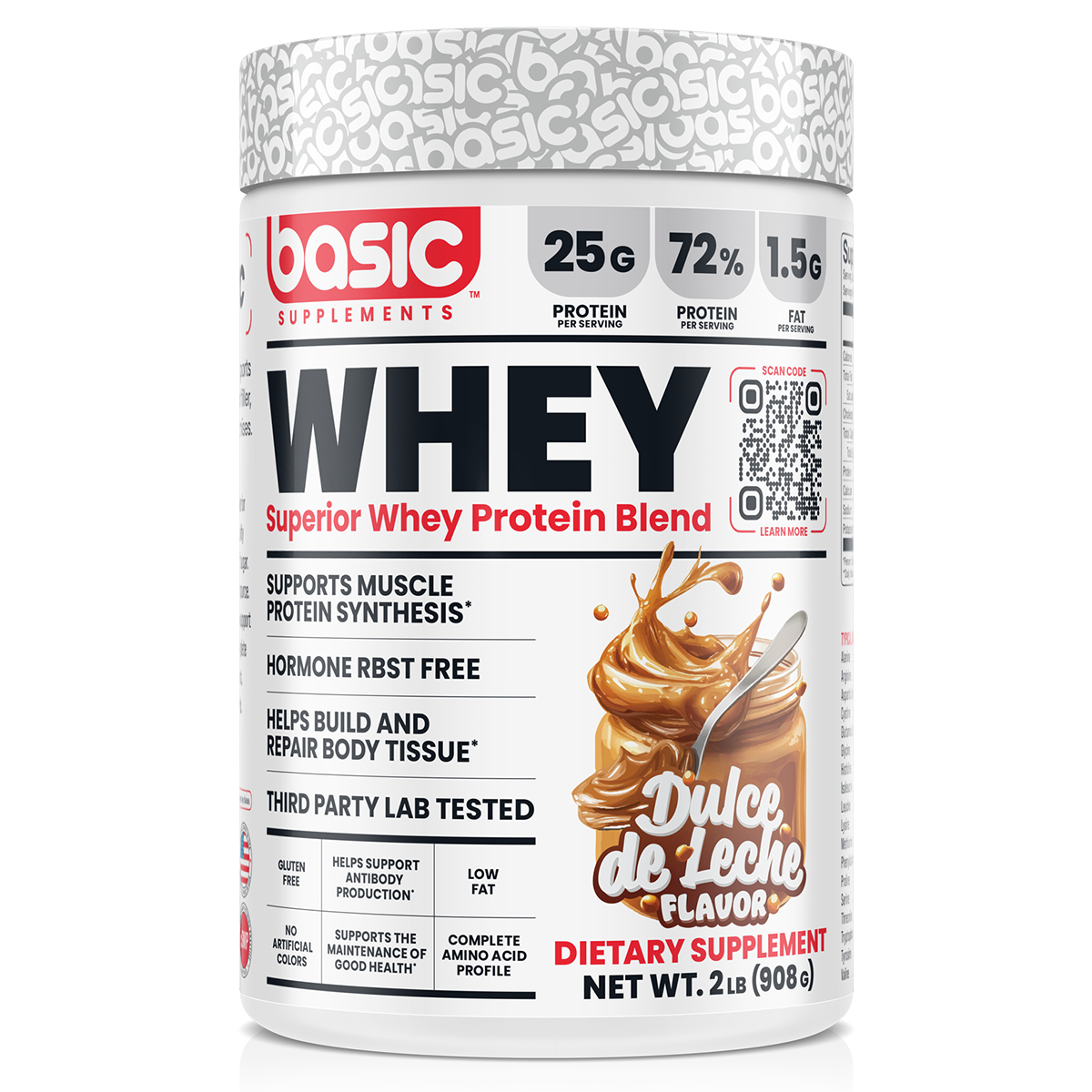 Basic Supplements Whey 2lb, Dulce De Leche New