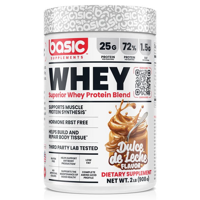 Basic Supplements Whey 2lb, Dulce De Leche New