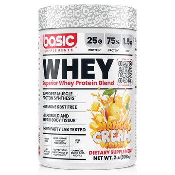 Basic Supplements Whey 2lb, Mango Cream New
