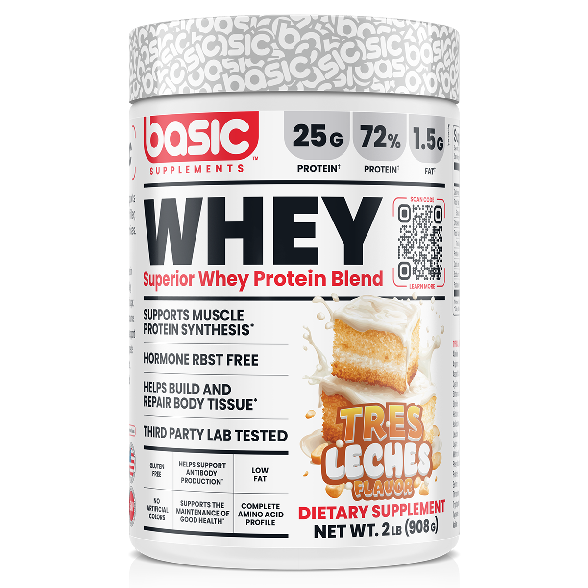 Basic Supplements Whey 2lb, Tres Leches New