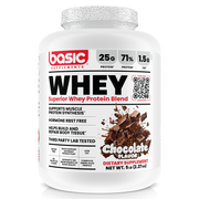 Basic Supplements Whey 2lb whey protein powder, Chocolate, 2.27kg, NZ Supps