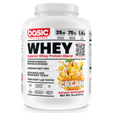 Basic Supplements Whey - 2.27kg (63 Serves) - Mango Cream - New