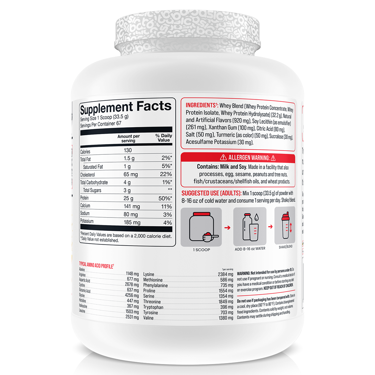 Basic Supplements Whey 2lb Mango Cream New supplement facts and nutrition panel