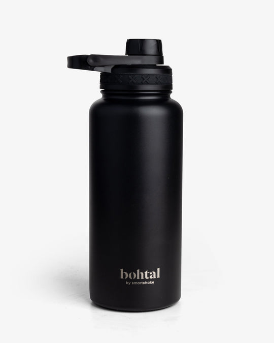 SmartShake Bohtal Insulated Sports Bottle Black shaker bottle, NZ Supps
