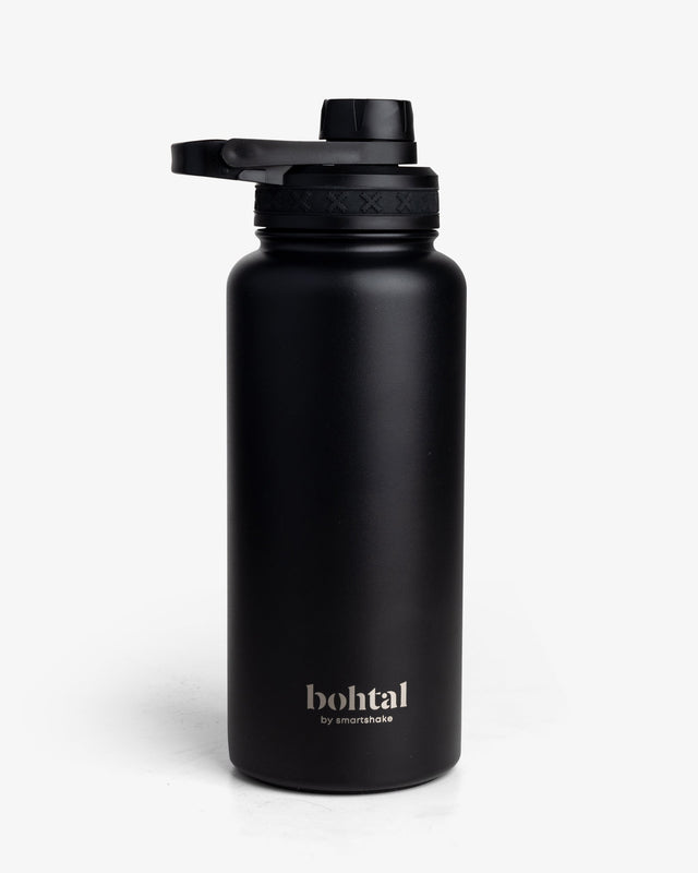 SmartShake Bohtal Insulated Sports Bottle Black shaker bottle, NZ Supps