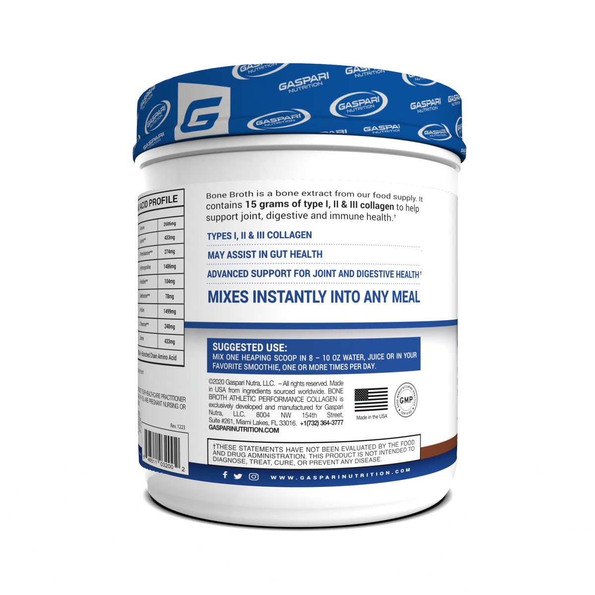 Gaspari Bone Broth Collagen — back of pack