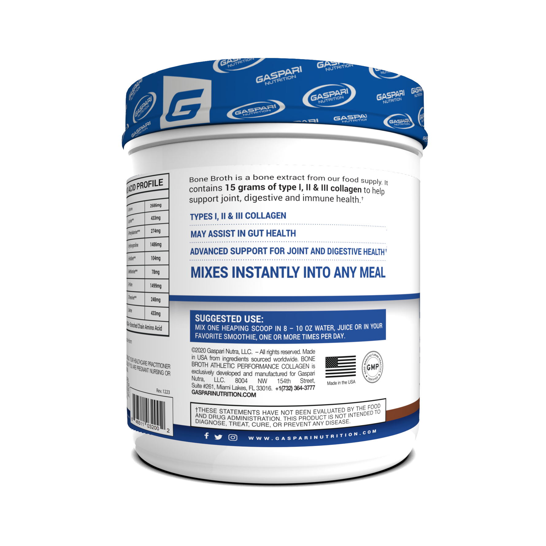 Gaspari Bone Broth Collagen — back of pack
