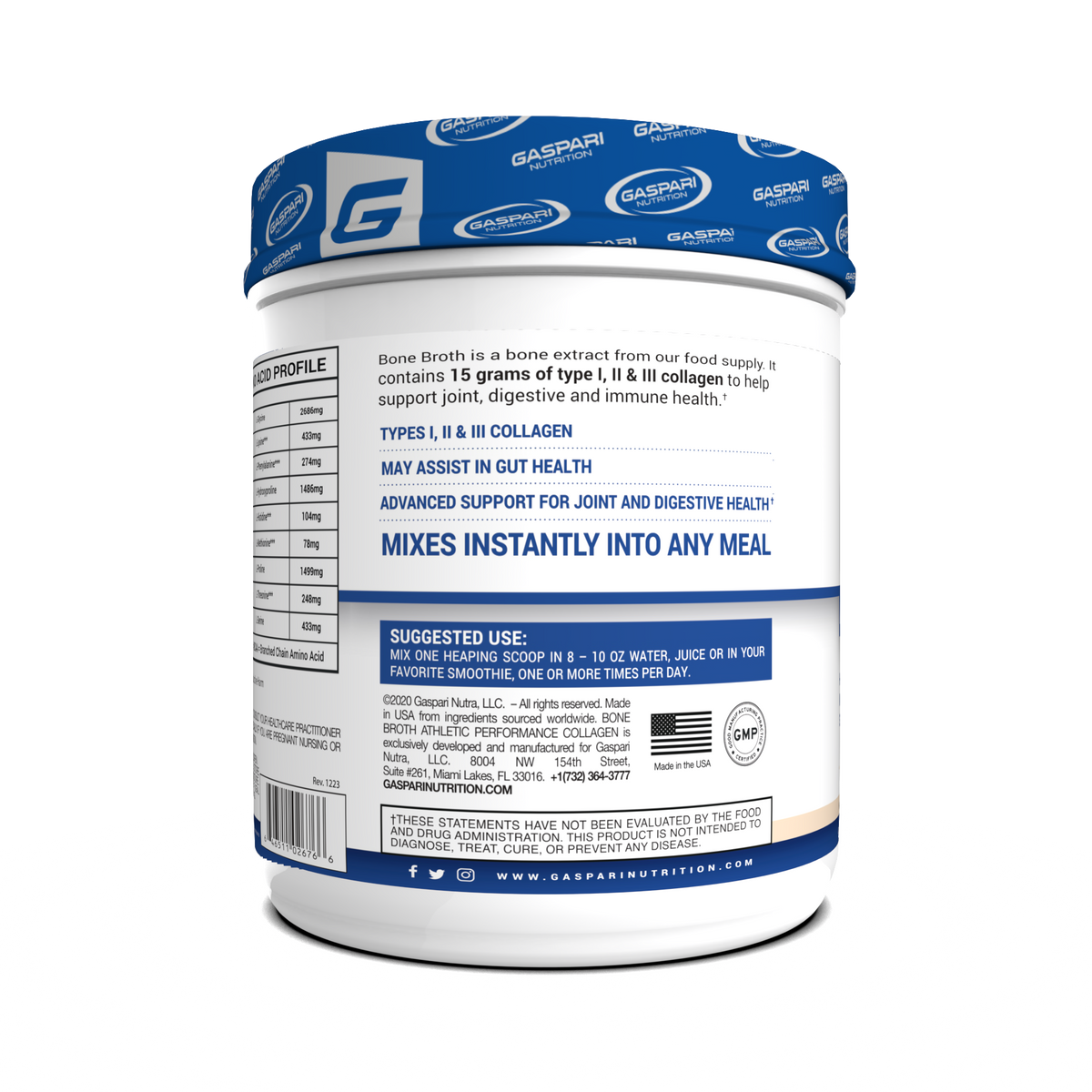 Gaspari Bone Broth Collagen — back of pack