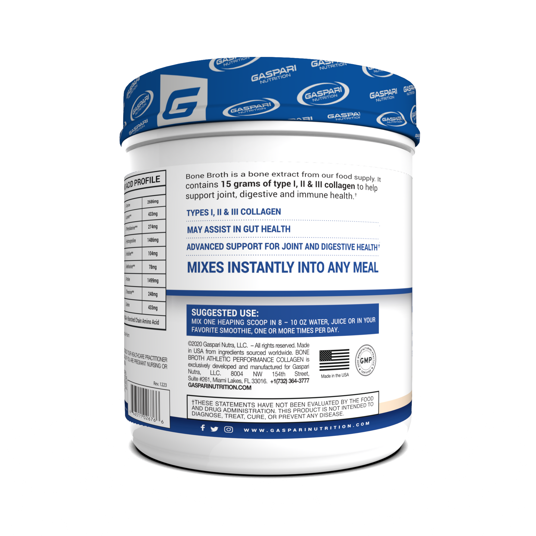 Gaspari Bone Broth Collagen — back of pack