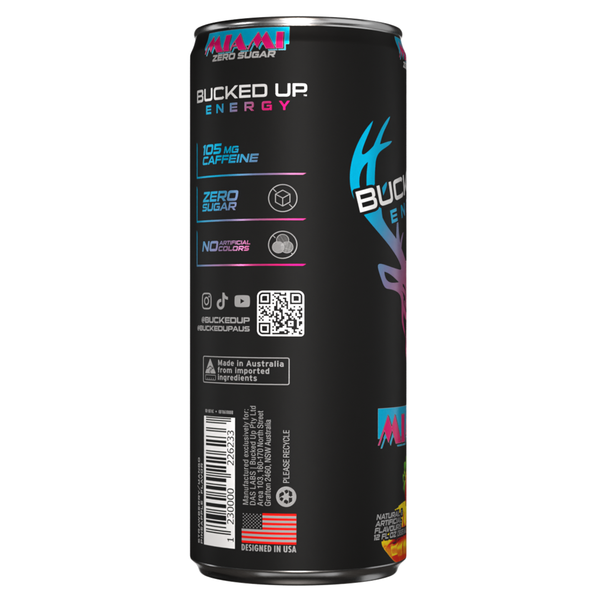 Bucked Up Energy, Miami — side of pack