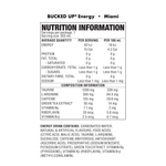 Bucked Up Energy Miami nutrition panel