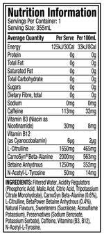 Cellucor Cellucor C4 Energy + Amino fruit punch nutrition panel