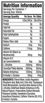 Cellucor Cellucor C4 Energy + Amino watermelon nutrition panel