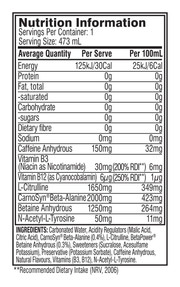 Cellucor Cellucor C4 Carbonated RTD frozen bombsicle nutrition panel