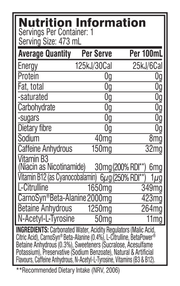 Cellucor Cellucor C4 Carbonated RTD jolly rancher green apple nutrition panel