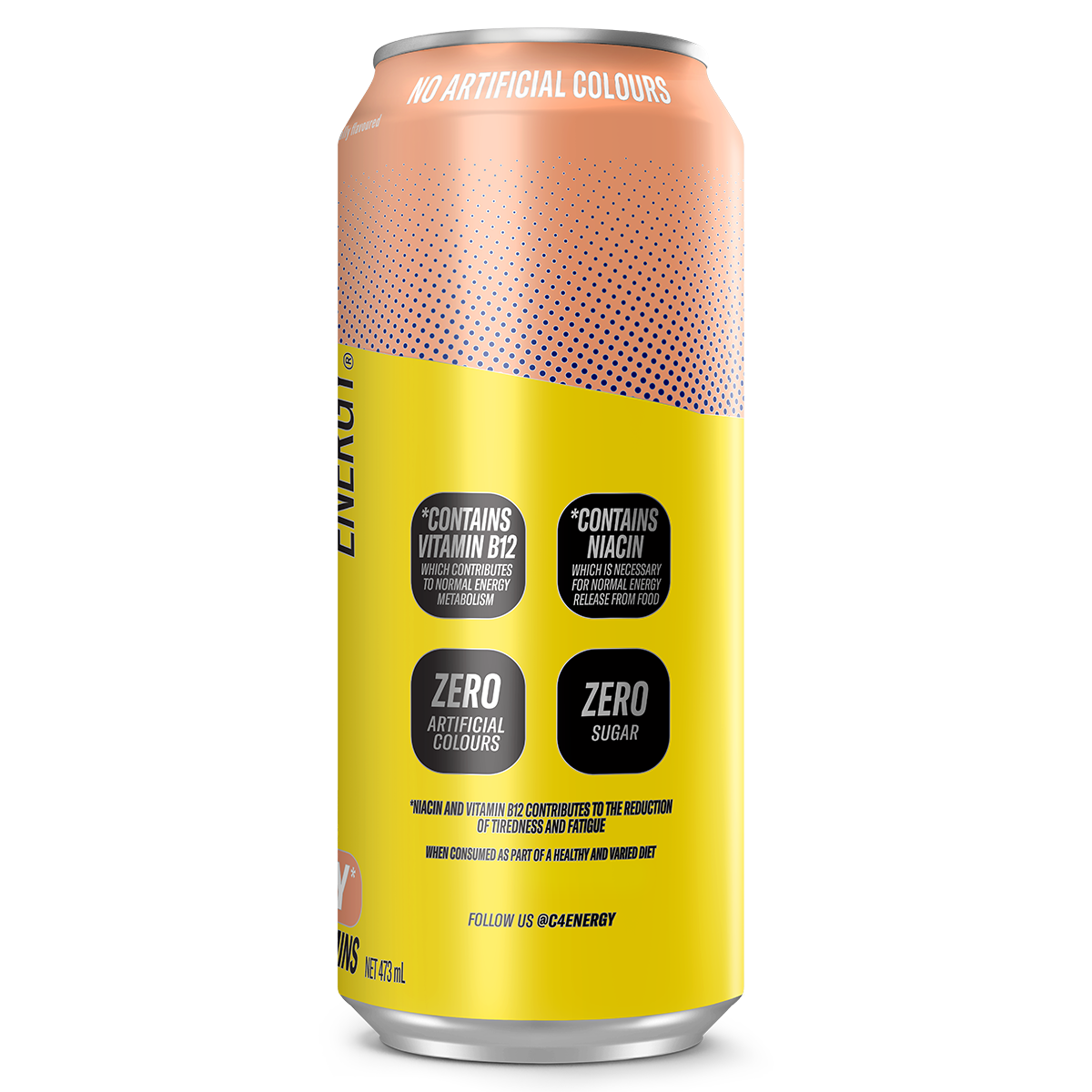 Cellucor C4 Carbonated RTD, Jolly Rancher Peach — side of pack