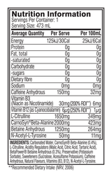 Cellucor Cellucor C4 Carbonated RTD purple frost nutrition panel