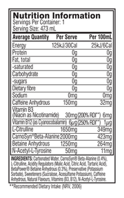 Cellucor Cellucor C4 Carbonated RTD purple frost nutrition panel