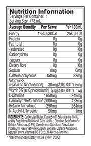 Cellucor Cellucor C4 Carbonated RTD strawberry watermelon nutrition panel