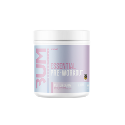 RAW Nutrition Essential Pre-Workout, Cotton Candy powder, 378g, NZ Supps