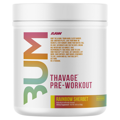 CBUM Thavage Christopher's pre-workout, Rainsbow Sherbet powder, 532g, NZ Supps