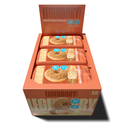 legendary foods 12 pack protein donut cinnamon crumble protein bar, 732g, NZ Supps