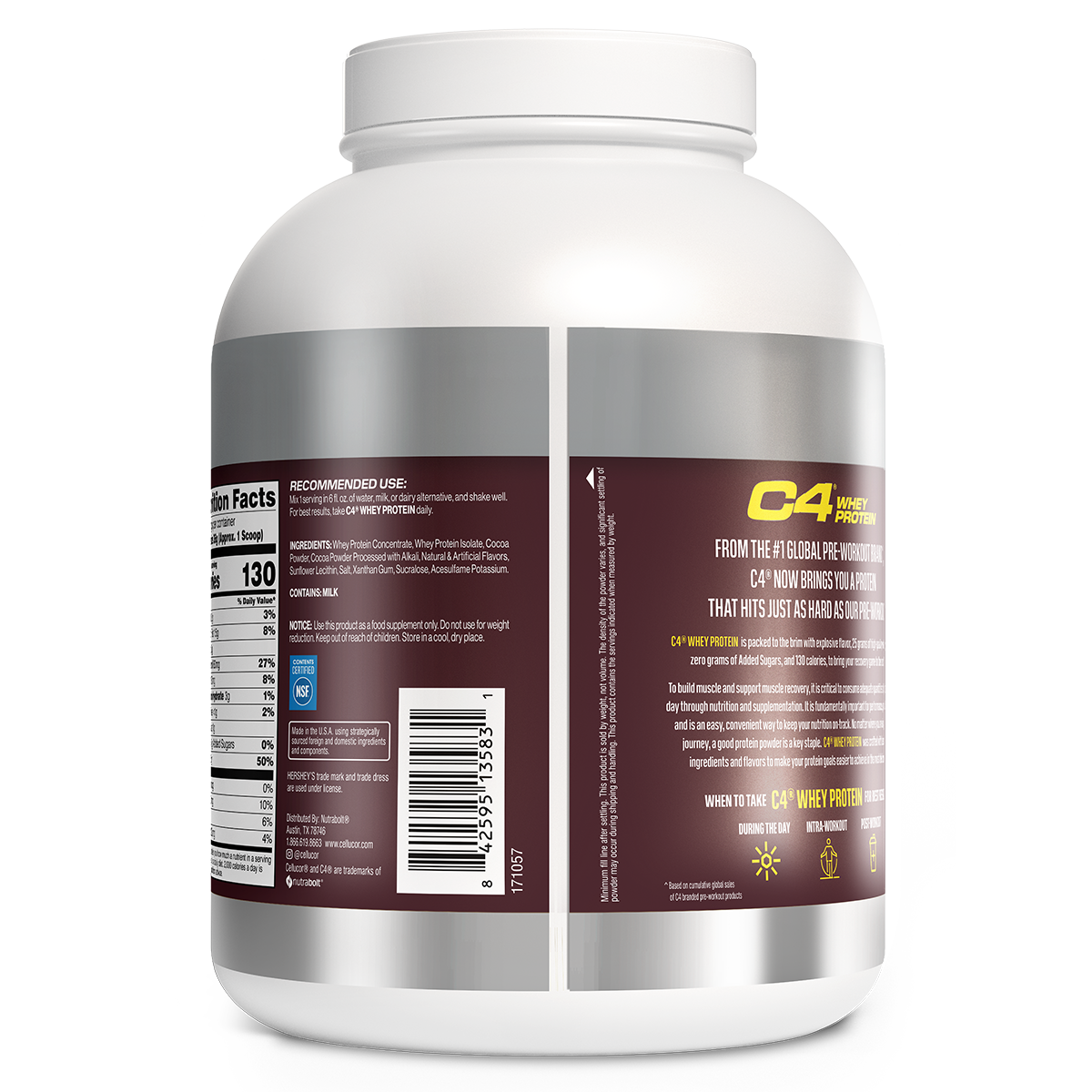 Cellucor C4 Pro Whey 980g 1.13kg Hershey's Hershey S Chocolate supplement facts and nutrition panel