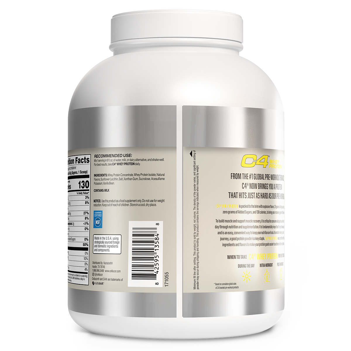 Cellucor Cellucor C4 Pro Whey 980g 1.13kg Hershey's vanilla bean back of pack