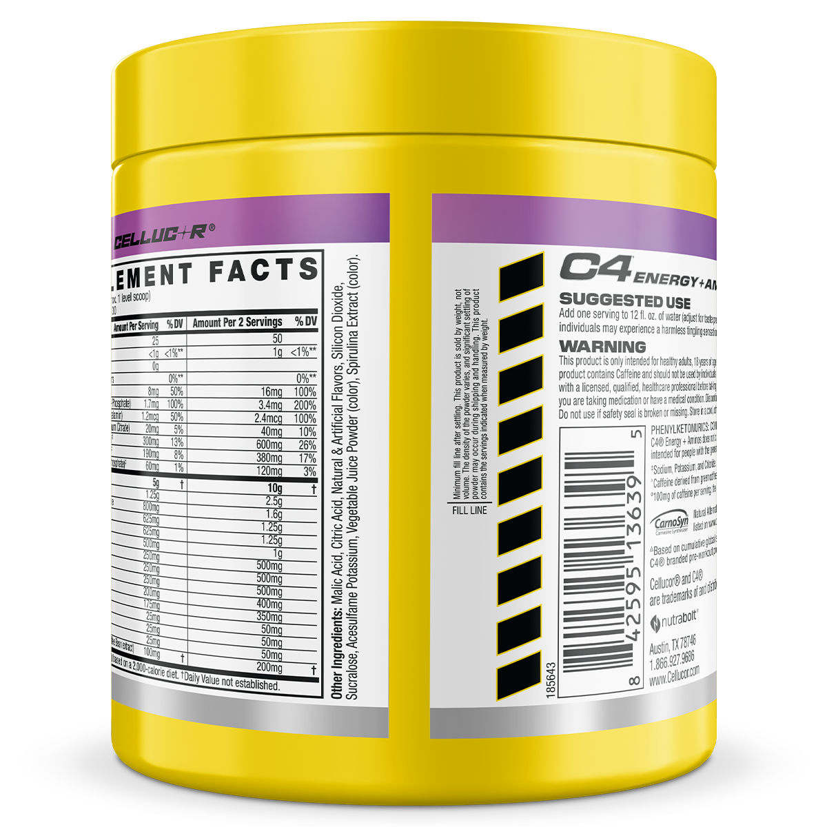 Cellucor Cellucor C4 Energy + Amino grape back of pack