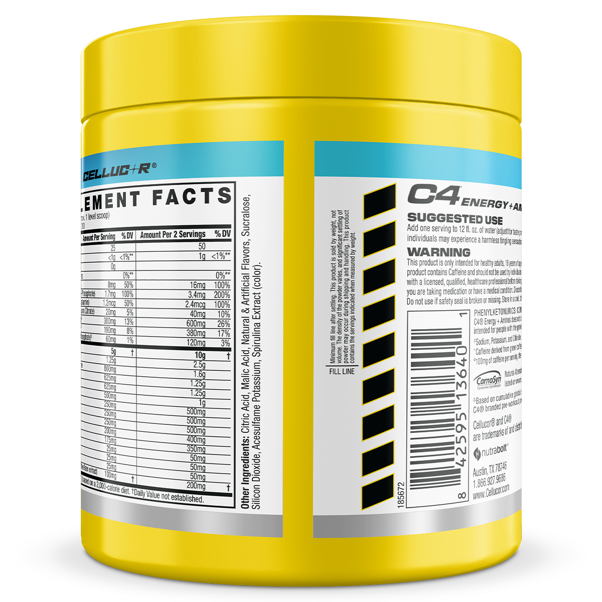 Cellucor C4 Energy + Amino — supplement facts panel