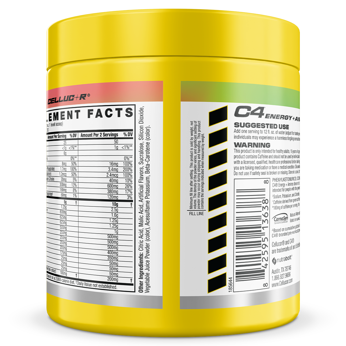 Cellucor C4 Energy + Amino — supplement facts panel