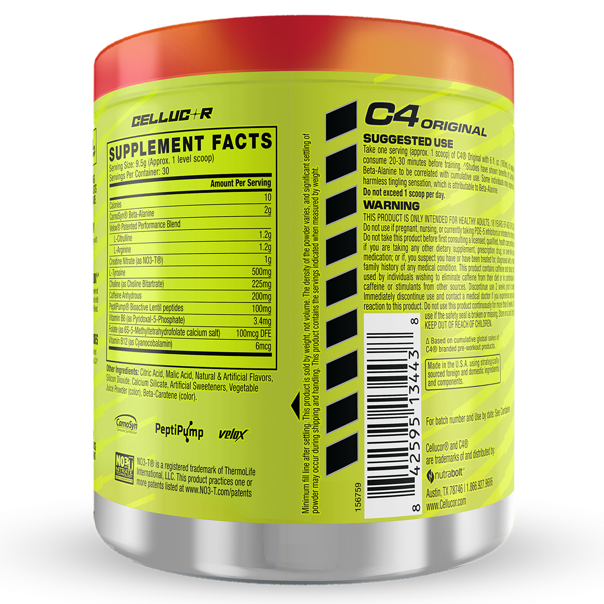 Cellucor C4 Original, Fruit Punch — back of pack