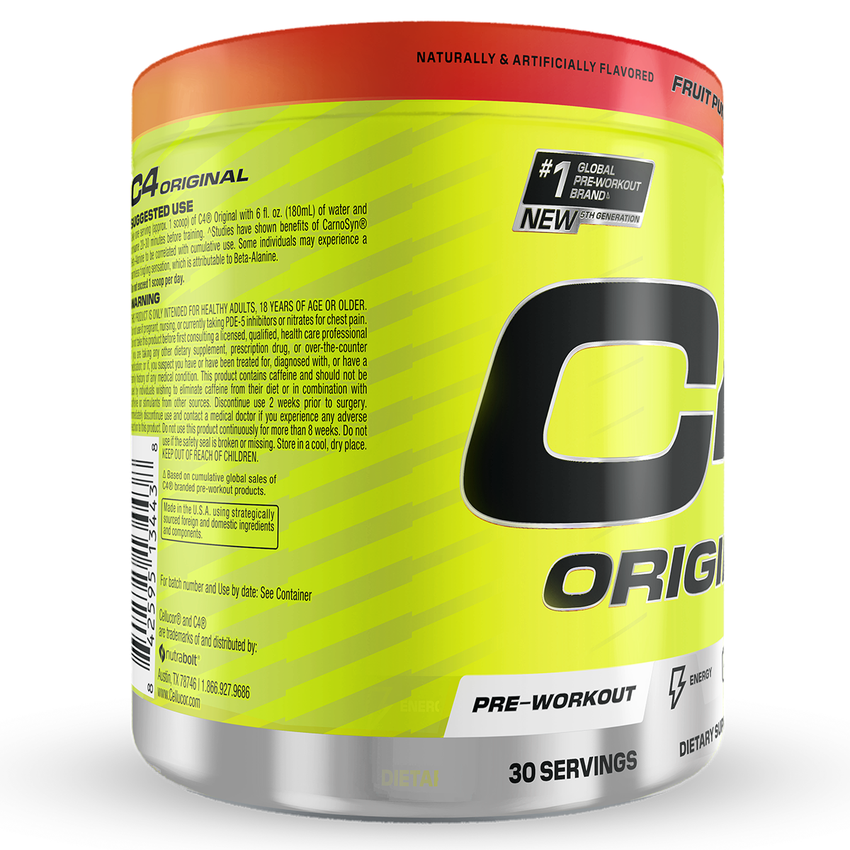 Cellucor C4 Original, Fruit Punch — side of pack