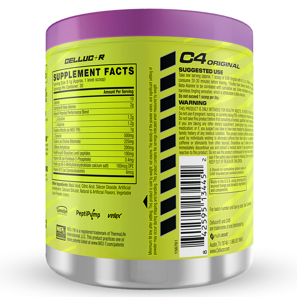 Cellucor C4 Original, Grape — back of pack