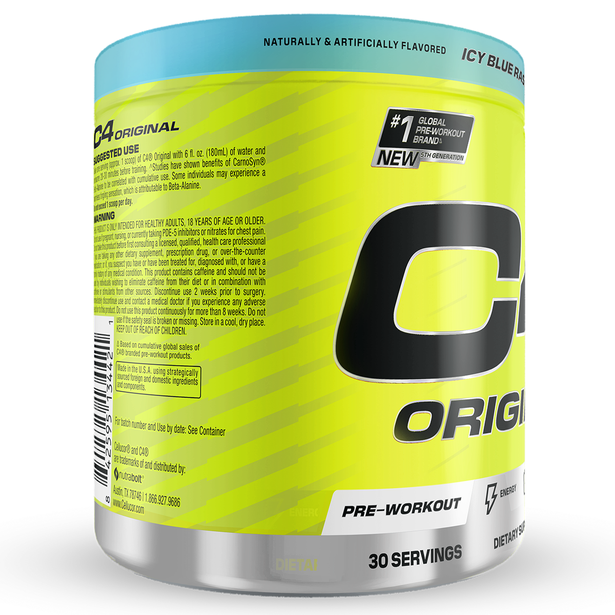 Cellucor C4 Original, Blue Raspberry — side of pack