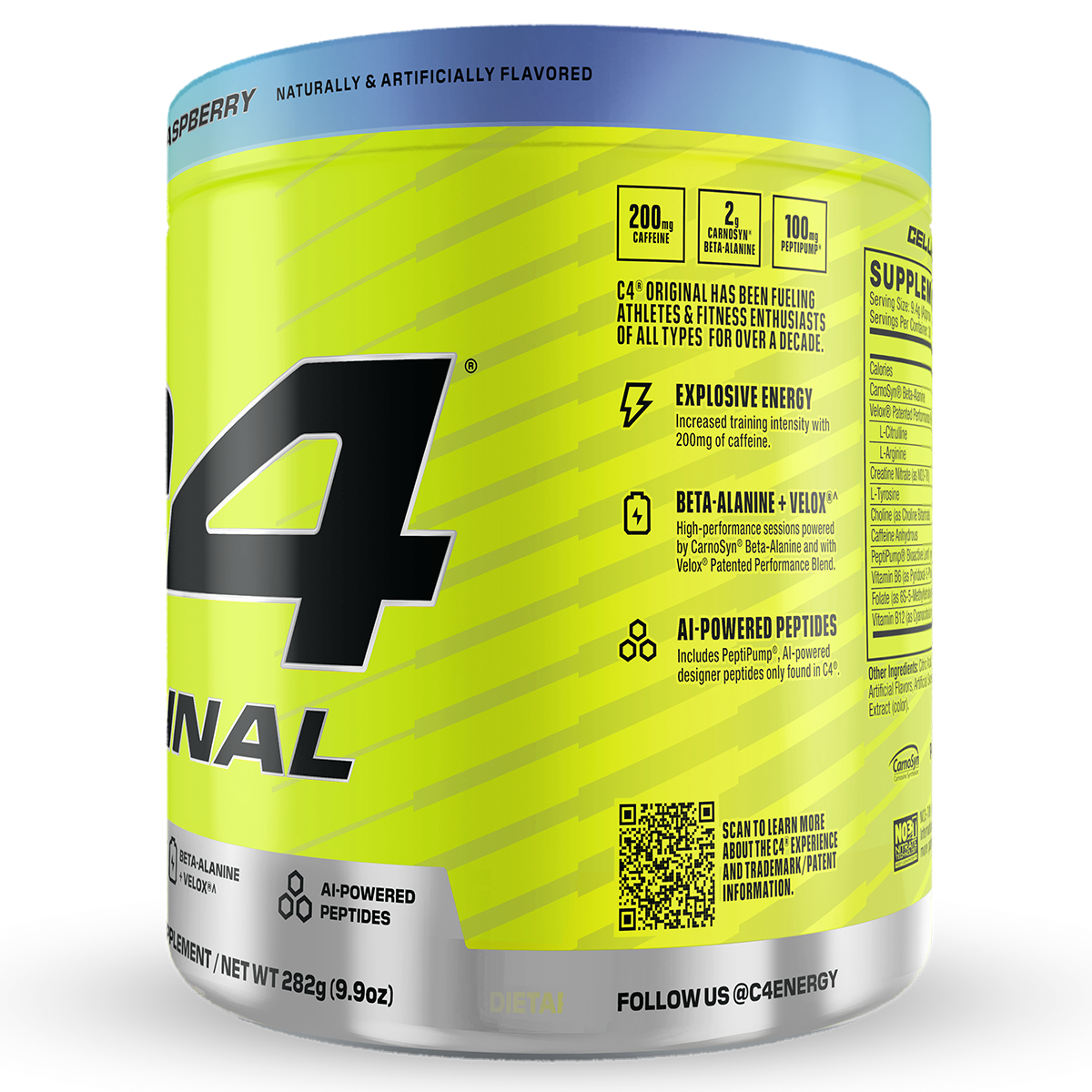 Cellucor C4 Original, Blue Raspberry — side of pack