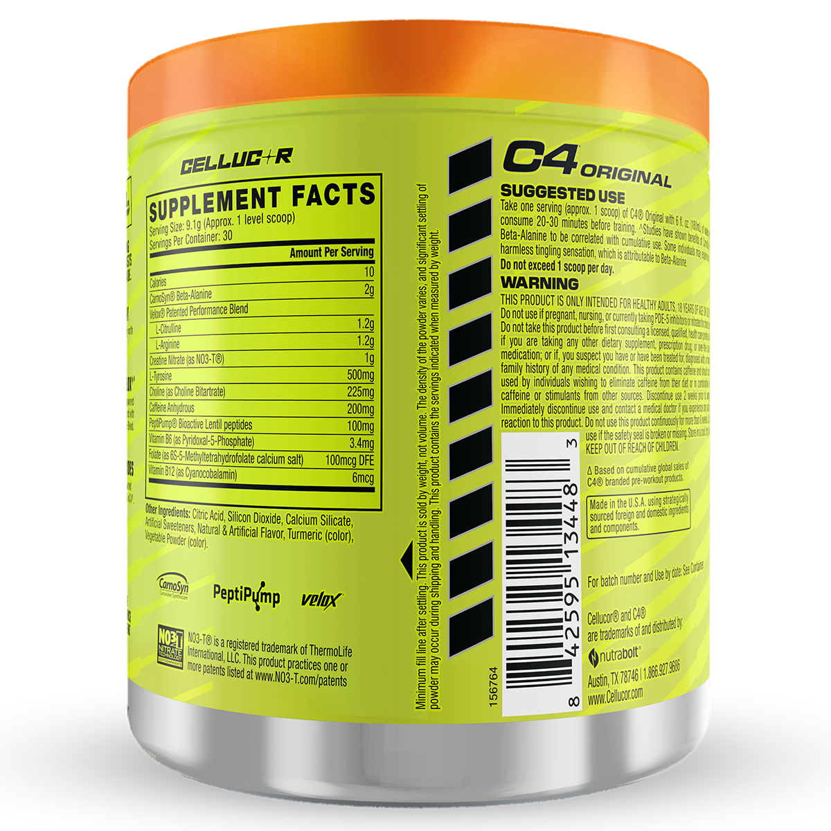 Cellucor C4 Original, Orange — back of pack
